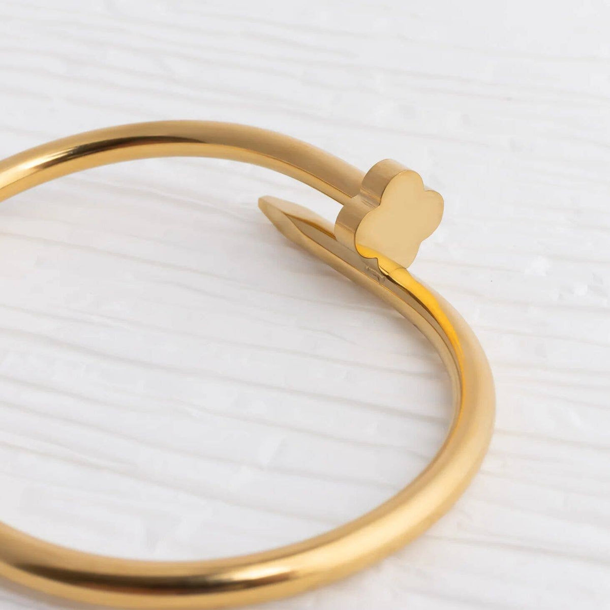 Gold Floral Nail Cuff Bracelet - 18K Gold Plated Stainless Steel