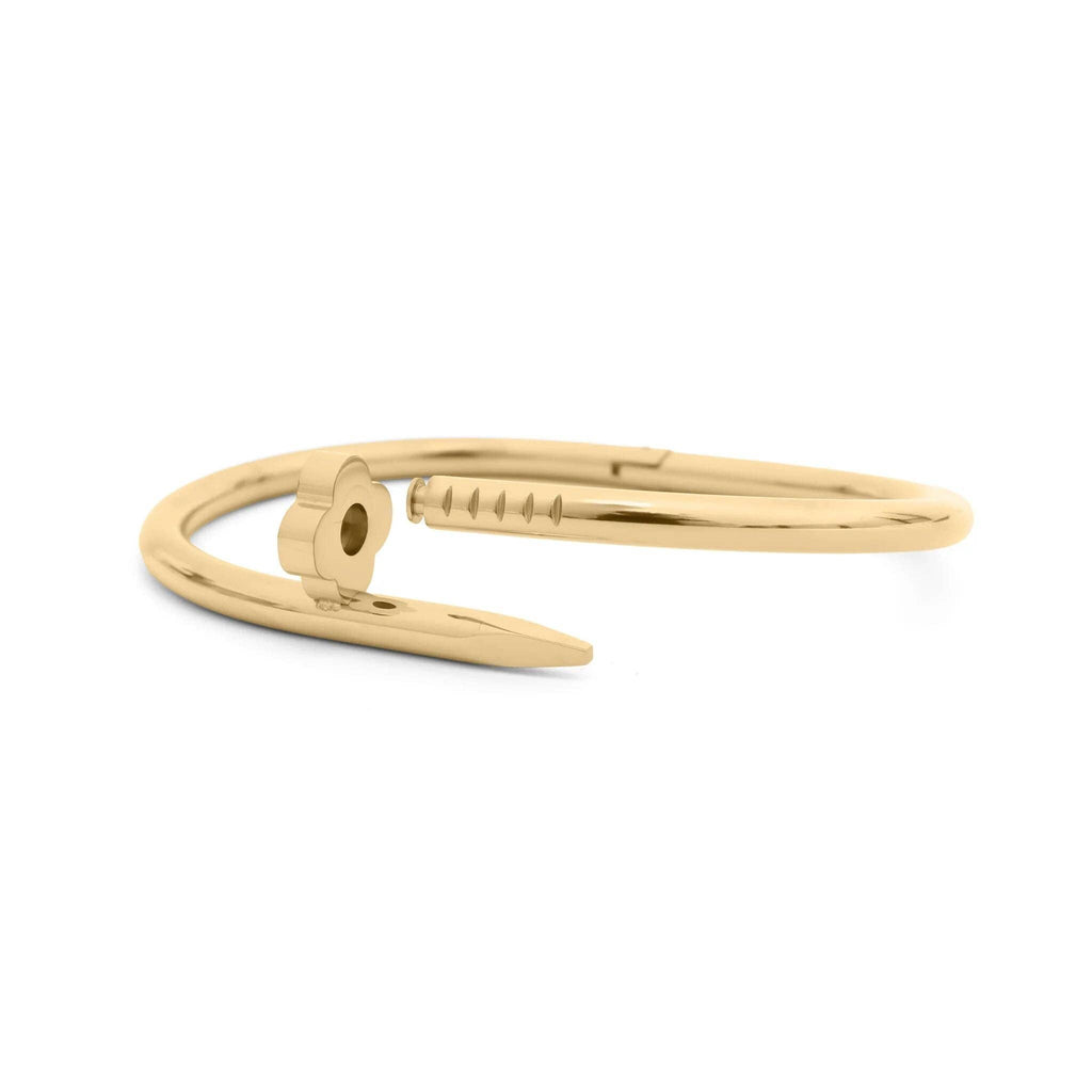 Gold Floral Nail Cuff Bracelet - 18K Gold Plated Stainless Steel