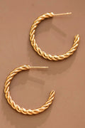 18K gold plated stainless steel twisted rope hoop earrings showcasing the textured intertwined design.